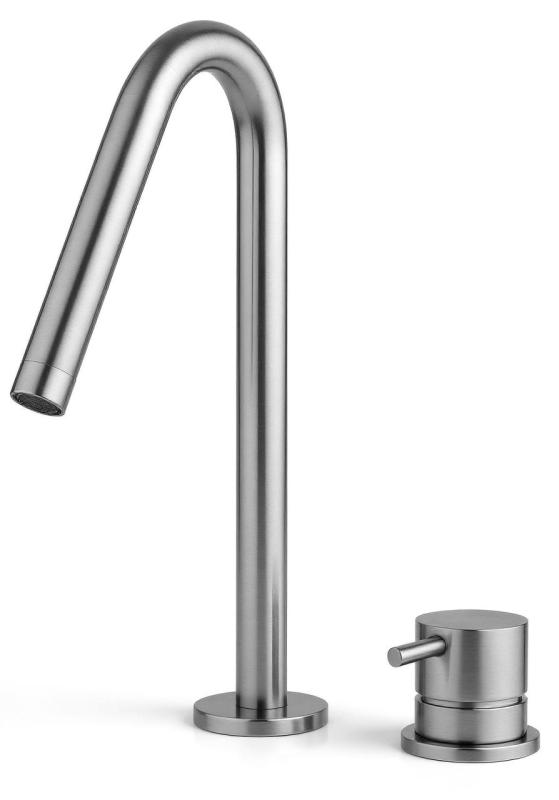 Waterevolution Flow 2-otworowa bateria umywalkowa w całości ze stali nierdzewnej z małą wylewką V 120mm T1121VIE