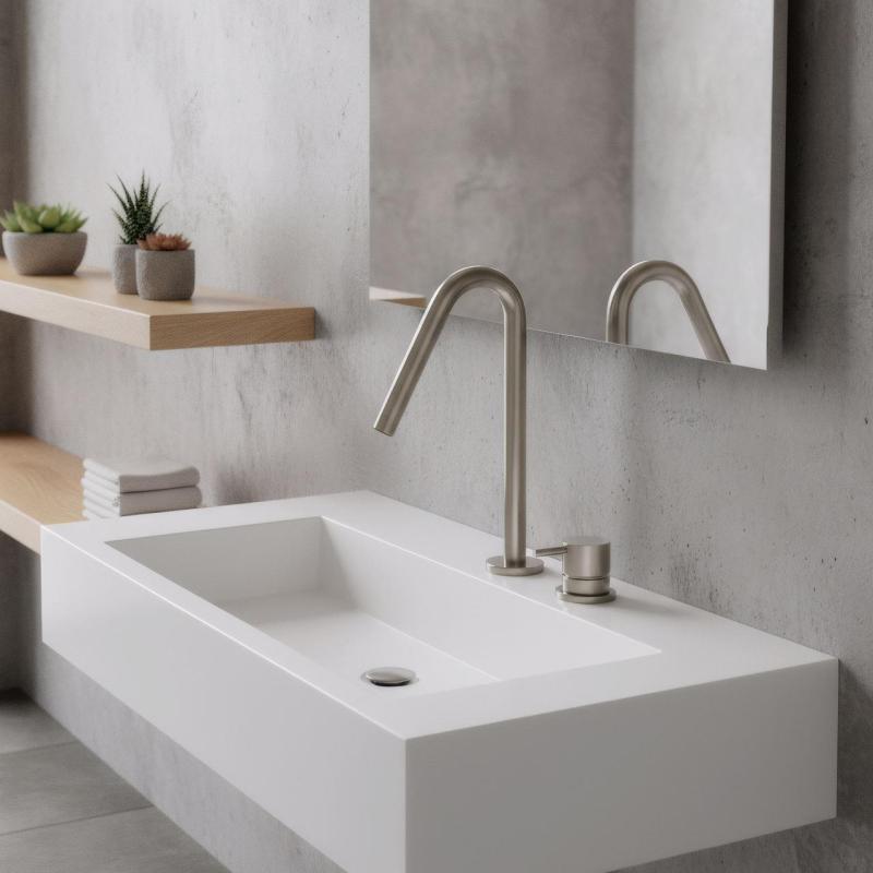 Waterevolution Flow 2-otworowa bateria umywalkowa w całości ze stali nierdzewnej z małą wylewką V 120mm T1121VIE