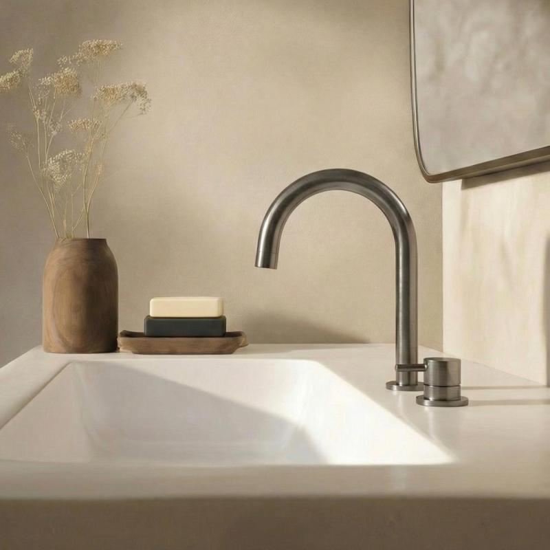 Waterevolution Flow 2-otworowa bateria umywalkowa PVD Gun Metal T1121UGME