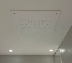 SB Rubinetterie matowa biała powierzchnia corian solid surface, kwadratowa deszczownica sufitowa do zabudowy 40 cm 1208954083