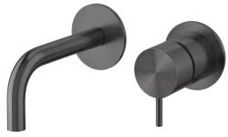 Waterevolution Flow Baterie umywalkowe podtynkowe PVD Gun Metal z wylewką 10 cm T116BME-10