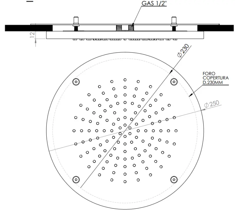 SB Rubinetterie matowa biała corian solid surface wpuszczana okrągła deszczownica sufitowa 30 cm 1208954156