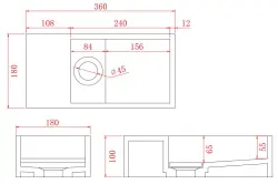 Solid-S Fontanna z litego materiału, matowa czerń, wymiary: szer. 36 x gł. 18 x wys. 10 cm, z pokrywą, model lewostronny bez otworu na wodę, nr kat. 1208954157