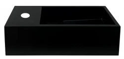 Solid-S Fontanna z litego materiału, matowa czerń, wymiary: szer. 36 x gł. 18 x wys. 10 cm, z pokrywą, model lewostronny z otworem na kran, nr kat. 1208954158
