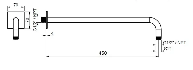 SB Square 316 ramieć prysznicowe na ścianę okrągłe 35 cm z kwadratową rozetą masywne szczotkowane 316 stal nierdzewna