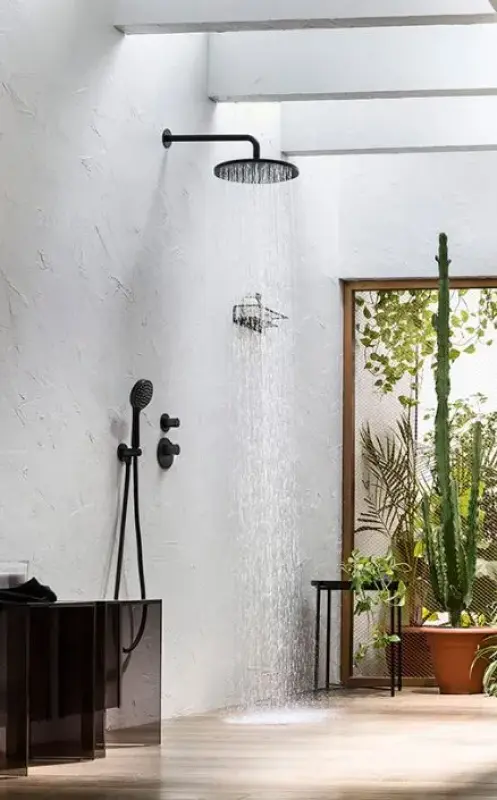 SB Round Zestaw Prysznicowy matowy czarny zestaw natynkowy kompletny