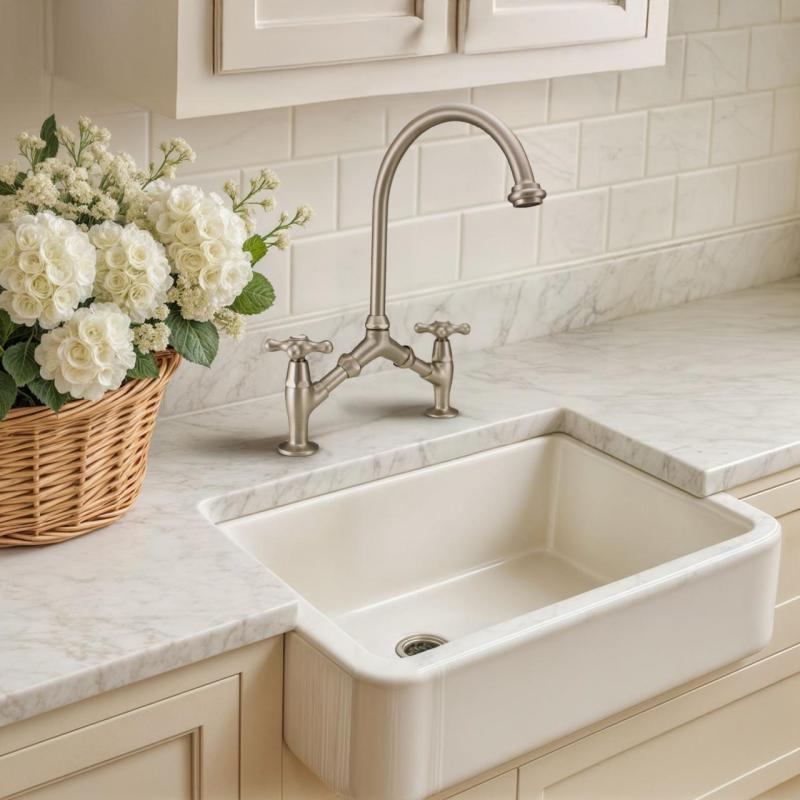 PB classic Nostalgiczny klasyczny kran kuchenny ze stali nierdzewnej z regulowanym rozstawem otworów 2 otwory 18-25cm 1208954353