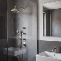 PB Classic nostalgiczny wbudowany termostat prysznicowy z 3 zaworami odcinającymi, brązowy.