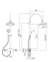 PB Classic kolumna prysznicowa klasyczna z baterią termostatyczną i deszczownicą Brąz