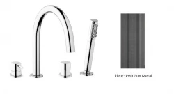 Waterevolution Flow 4-otworowa bateria wannowa do montażu na krawędzi wanny, w całości PVD Gun Metal T138GME
