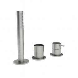 Waterevolution Flow 3-otworowa bateria wannowa do montażu na brzegu wanny ze stali nierdzewnej RVS T138SBIE