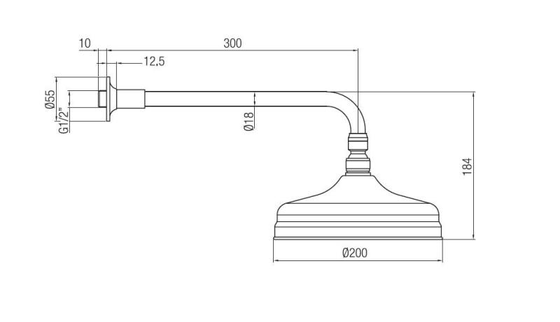 PB nostalgiczna deszczownica 20 cm z systemem anti-kamień i ramię prysznicowe ze stali nierdzewnej
