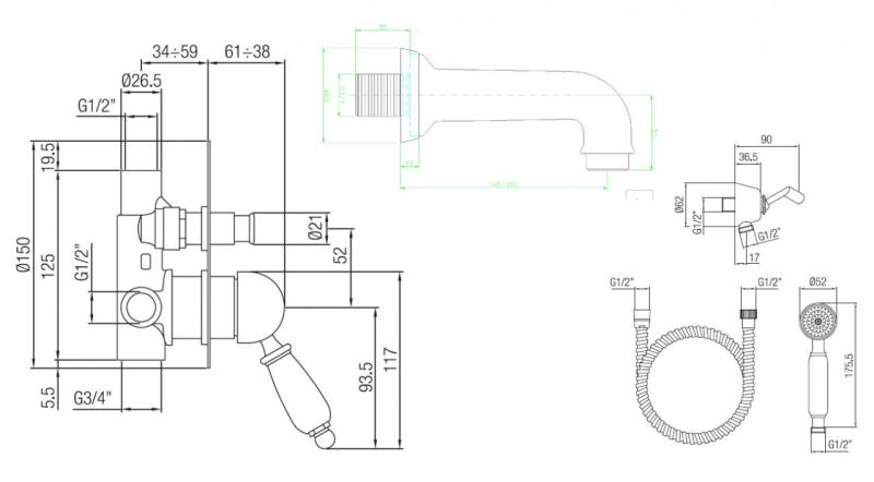 Nostalgiczny zestaw do zabudowy PB, brąz