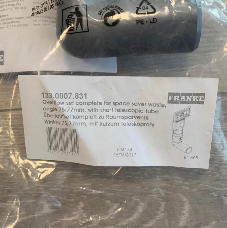 Franke Zestaw Przelewowy Uniwersalny ekstra krótki 133.0052.765