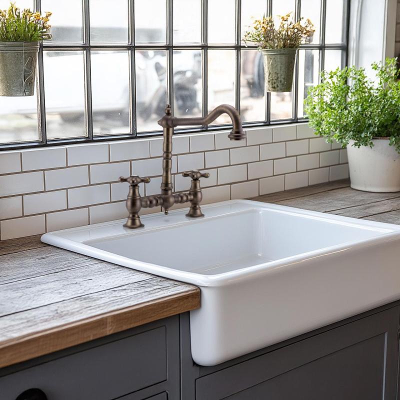 PB Nostalgiczny Kran Kuchenny z Krótkim Wylotem w Kolorze Ciemnego Brązu z Gwiazdkowymi Gałkami 1208954667