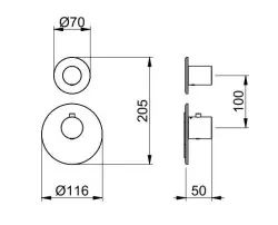 SB 316 AESTHETICS Ronde Inbouwthermostaatkraan met 1 Uitgang / Stopkraan PVD Goud Geborsteld 1208954895
