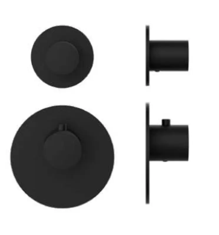 SB AESTHETICS Ronde Inbouwthermostaatkraan met 2 uitgangen / stop-omstelkraan mat zwart 1208954916