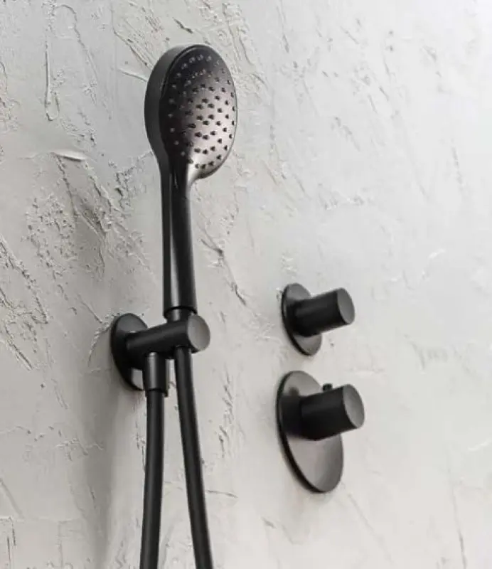 SB AESTHETICS Ronde Inbouwthermostaatkraan met 2 uitgangen / stop-omstelkraan mat zwart 1208954916