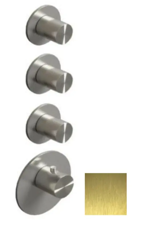 SB 316 AESTHETICS Okrągły termostatyczny panel podtynkowy z 3 wyjściami/ 3x zawór odcinający PVD złoty szczotkowany 1208954966
