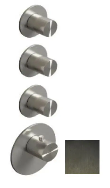 SB 316 AESTHETICS Okrągły termostatyczny zawór podtynkowy z 3 wyjściami / 3x zawór odcinający PVD szczotkowany metal gun 1208954967