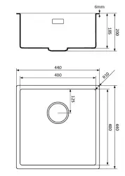 Lorreine 40WQ-FU Biały Kwarcowy zlew 40x40 cm do zabudowy podblatowej biały z białym korkiem sitkowym 1208955079