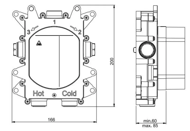 SB Push Round Wbudowana bateria termostatyczna z przyciskiem, 3-drogowy przełącznik i regulator objętości PVD złoto 1208955120
