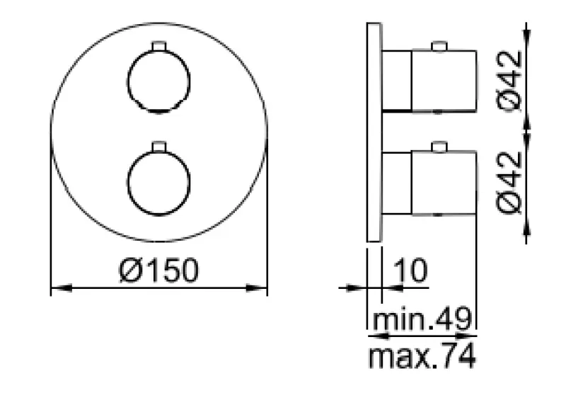 SB Universale Round Wbudowany termostatyczny zawór mieszający z 2 wyjściami PVD miedź 1208955166