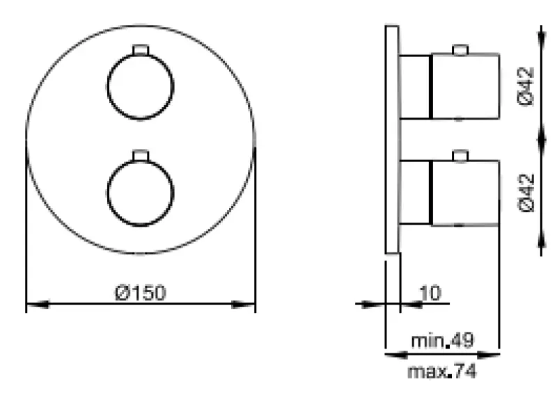 SB Universele Ronde Inbouw Thermostatische Kraan met 2 Uitgangen Volledig RVS 316 1208955193