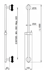 SB Rubinetterie Universale L 1000 Flexi Round drążek prysznicowy chrom 1208955231