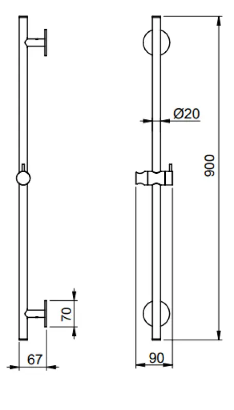 SB Rubinetterie Universale L900 drążek prysznicowy PVD gun metal 316 1208955243