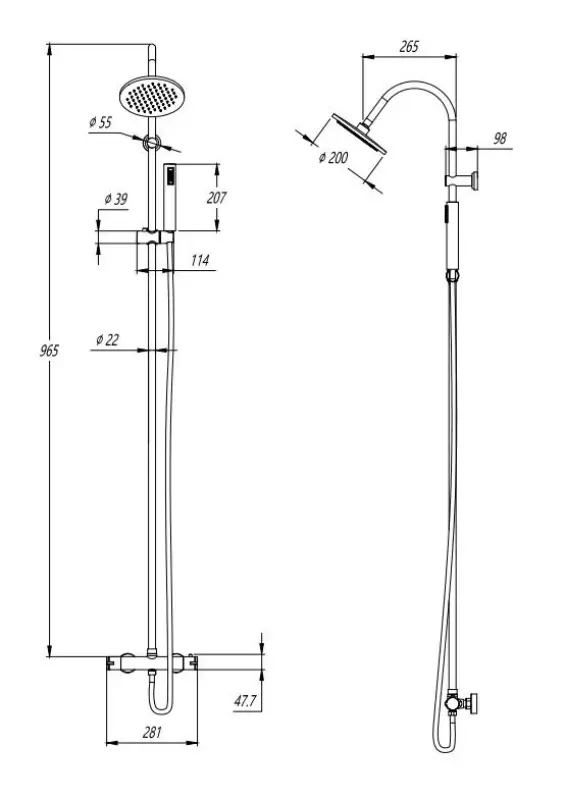 Aquadesign Orly zestaw prysznicowy z termostatem i deszczownicą, chrom
