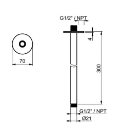 SB Round 316 sufitowe ramię prysznicowe okrągłe 30 cm PVD złoto 1208955307