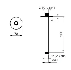 SB Round 316 okrągłe ramię prysznicowe sufitowe 20 cm PVD złoto 1208955310