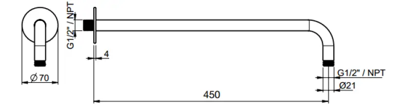 SB Round 316 ramię prysznicowe ścienne okrągłe 45 cm PVD złote 1208955313