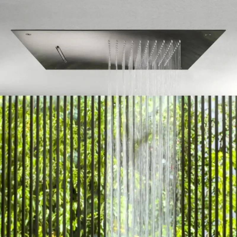 SB Square 316 Prysznic deszczowy podtynkowy z wodospadem 50x50cm głowica sufitowa PVD gun metal 1208955320