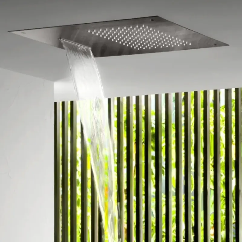 SB Square 316 Prysznic deszczowy podtynkowy z wodospadem 50x50cm głowica sufitowa PVD gun metal 1208955320