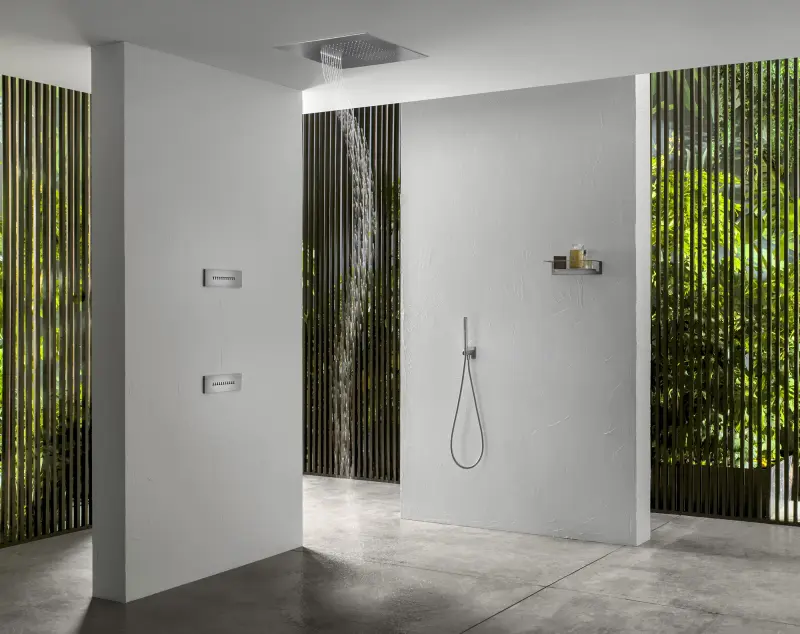 SB Square 316 Deszczownica podtynkowa z funkcją spray wave 38x38cm PVD miedź 1208955324