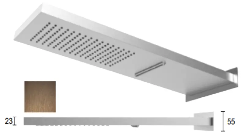 SB Square 316 Deszczownica z przyłączem ściennym i kaskadą PVD miedź 1208955330