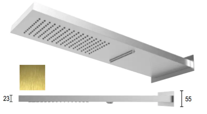 SB Square 316 Deszczownica z przyłączem ściennym i wodospadem PVD złoto 1208955331