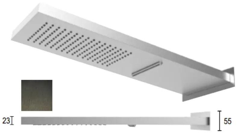 SB Square 316 Prysznic deszczowy z przyłączem ściennym i wodospadem PVD gun metal 1208955332