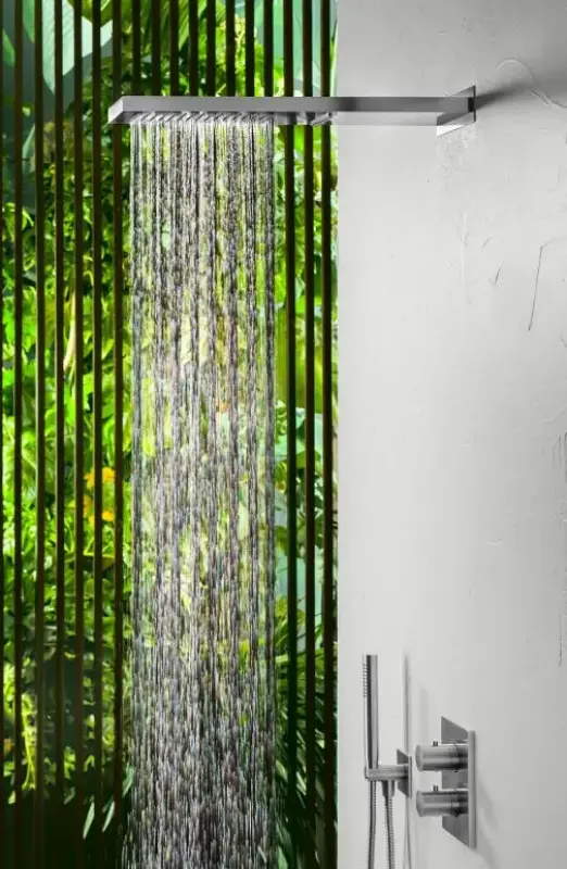 SB Square 316 Prysznic deszczowy z przyłączem ściennym i wodospadem PVD gun metal 1208955332