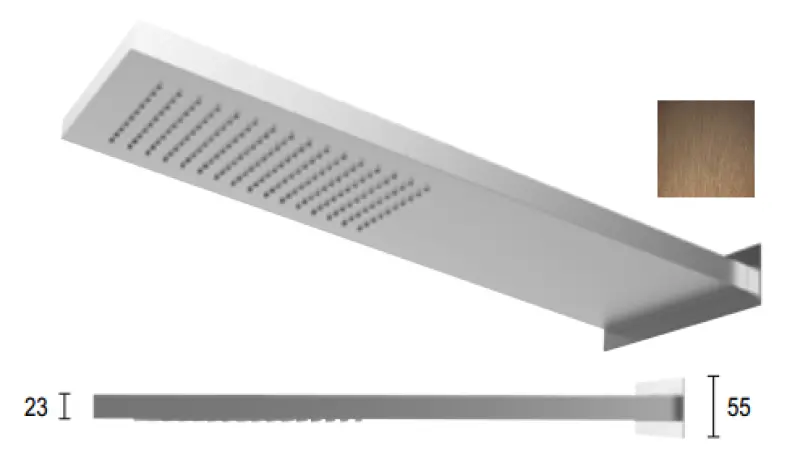 SB Square 316 Deszczownica z przyłączem ściennym, głowica prysznicowa PVD miedź 1208955333