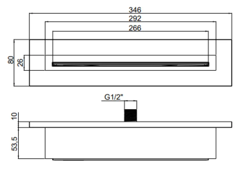 SB Waterval 316 wylewka wannowa do zabudowy, w całości ze stali nierdzewnej, numer katalogowy 1208955342