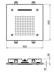 SB Chromotherapie inbouw regendouche met 3 straalsoorten 50x50 cm PVD Goud 1208955448