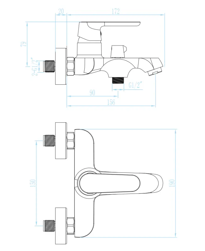 Aquadesign Tours bateria wannowa natynkowa matowa czarna