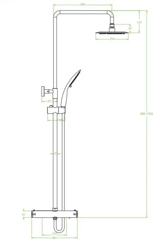 Aquadesign Valence zestaw prysznicowy termostatyczny z deszczownicą chrom