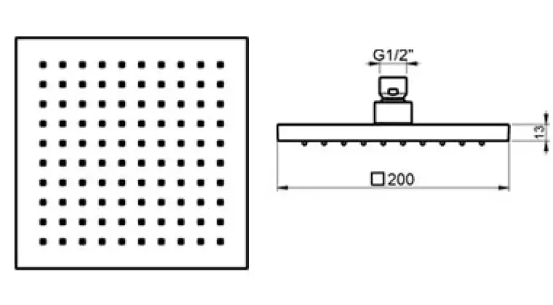 SB Rubinetterie Deszczownica Eco Air oszczędzająca wodę kwadratowa deszczownica Chrom 20x20cm 1208955528