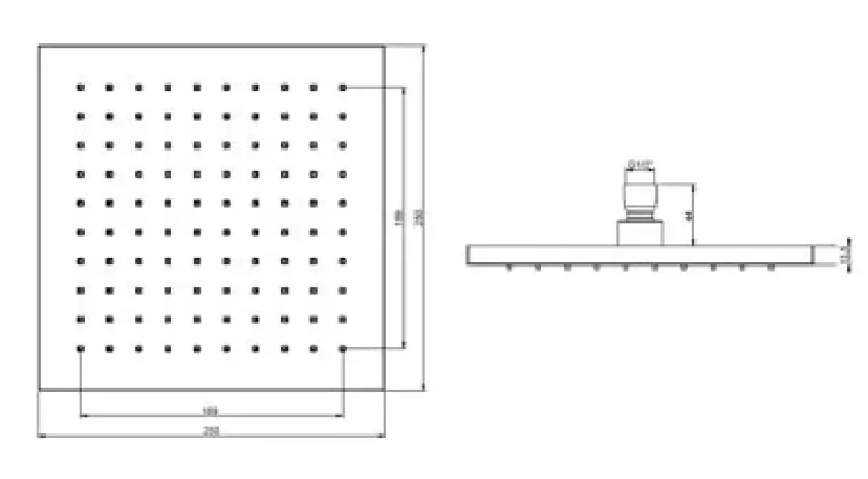 SB Rubinetterie Deszczownica Eco Air oszczędzająca wodę kwadratowa deszczownica chrom 25x25cm 1208955530