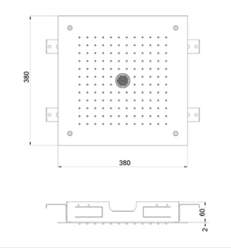 SB natrysk wbudowany sufitowy z deszczownicą Icicle ulica 38x38cm PVD Miedź 1208955658
