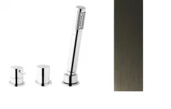 Waterevolution Flow 3-otworowa bateria wannowa do montażu na brzegu wanny PVD Gun Metal T138SBGME